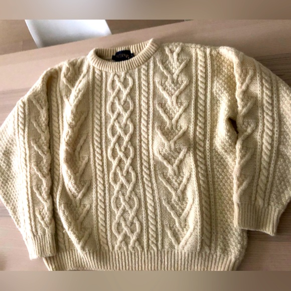 Vintage cream British wool fisherman sweater - Picture 1 of 10